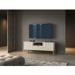 Set Living Premium ~Lusso~ format din 3 piese, fronturi MDF canelate, finisaj crem mat și detalii aurii - imagine 3