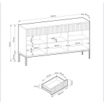Comodă Premium ~Lusso~ 3 uși, 3 sertare, fronturi MDF canelate, finisaj crem mat, detalii și picioare metalice aurii - imagine 3