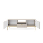 Set Living Premium ~Lusso~ format din 3 piese, fronturi MDF canelate, finisaj crem mat și detalii aurii - imagine 6