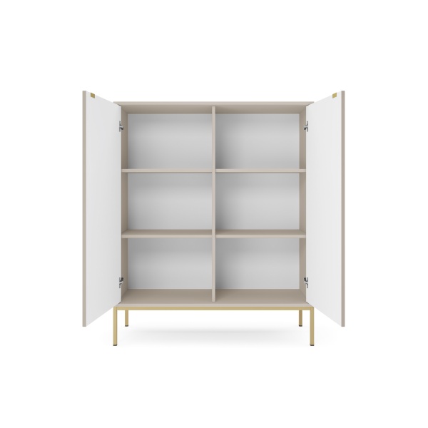 Set Living Premium ~Lusso~ format din 3 piese, fronturi MDF canelate, finisaj crem mat și detalii aurii - imagine 7