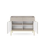 Set Living Premium ~Lusso~ format din 3 piese, fronturi MDF canelate, finisaj crem mat și detalii aurii - imagine 5