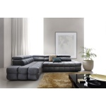 Colțar CAPRI extensibil cu lada de depozitare, tetiere reglabile, material impermeabil, extensie 160x200 cm, culoare gri, 290/210 cm