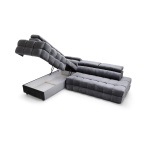 Colțar CAPRI extensibil cu lada de depozitare, tetiere reglabile, material impermeabil, extensie 160x200 cm, culoare gri, 290/210 cm - imagine 4