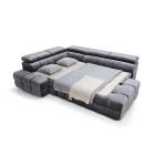 Colțar CAPRI extensibil cu lada de depozitare, tetiere reglabile, material impermeabil, extensie 160x200 cm, culoare gri, 290/210 cm - imagine 5