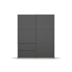 Dressing 175 cm lungime, 2 uși glisante, 2 sertare, culoare gri antracit, 210 cm înălțime - imagine 4