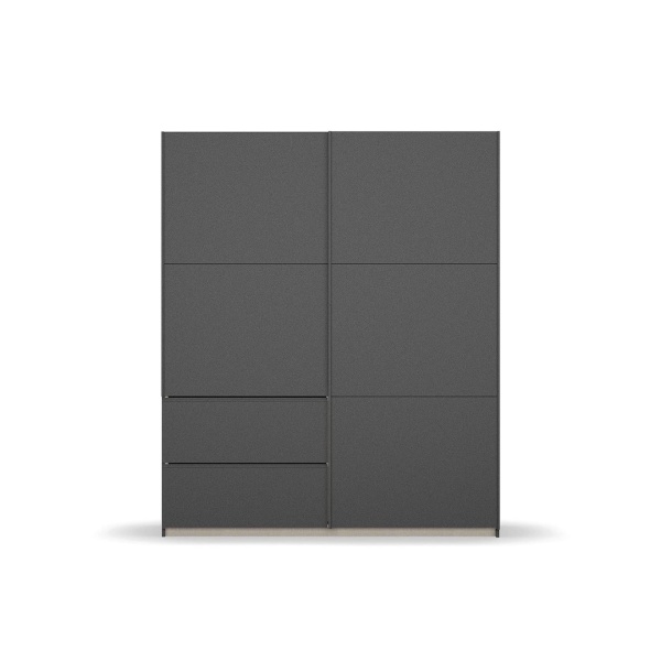 Dressing 175 cm lungime, 2 uși glisante, 2 sertare, culoare gri antracit, 210 cm înălțime - imagine 4