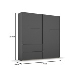 Dressing 175 cm lungime, 2 uși glisante, 2 sertare, culoare gri antracit, 210 cm înălțime - imagine 5