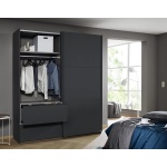 Dressing 175 cm lungime, 2 uși glisante, 2 sertare, culoare gri antracit, 210 cm înălțime - imagine 2