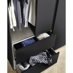 Dressing 175 cm lungime, 2 uși glisante, 2 sertare, culoare gri antracit, 210 cm înălțime - imagine 3