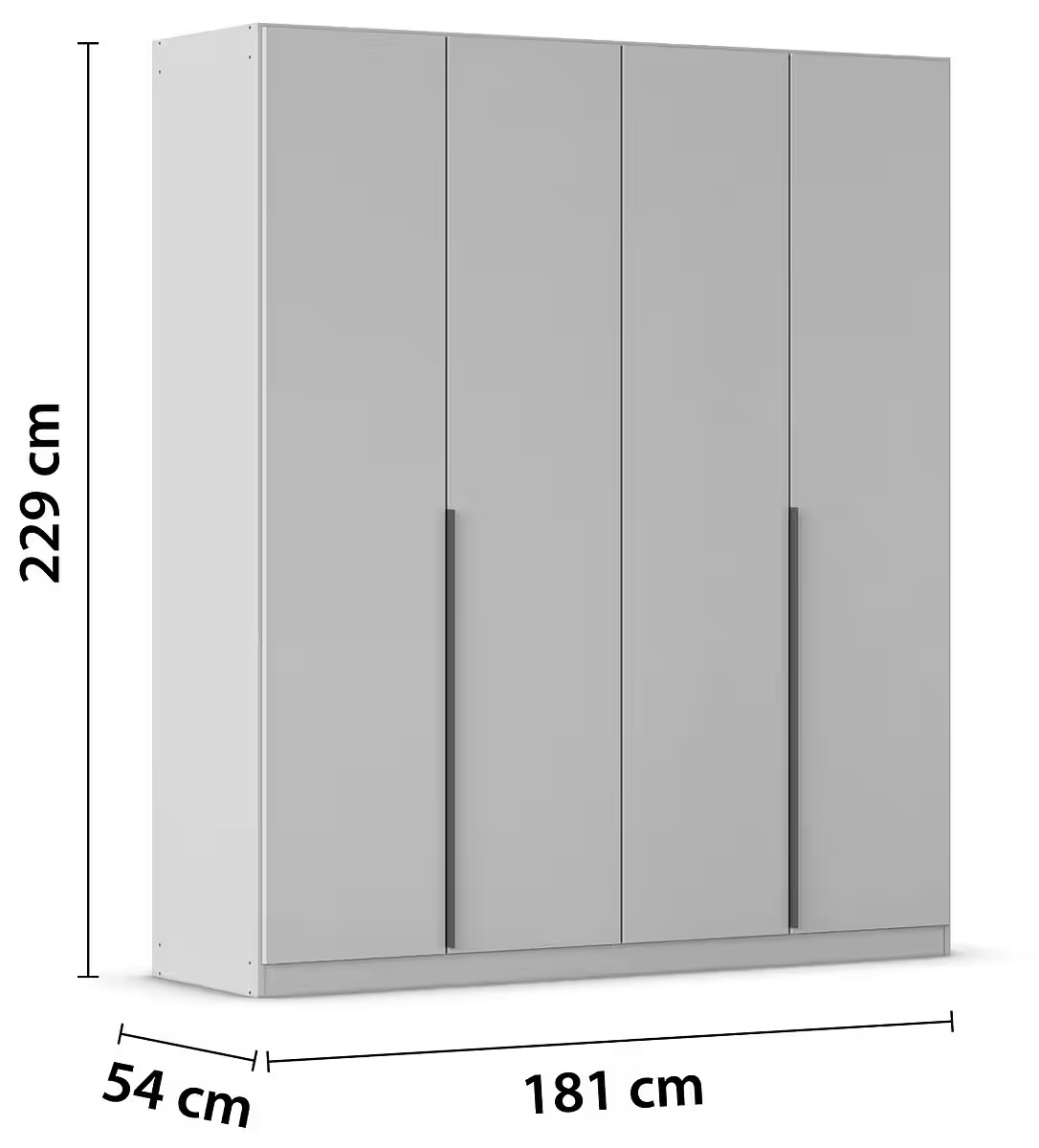 IMG_9154 Dulap 181 cm lungime, 4 uși batante, culoare gri mătase, mânere negre, compartimentare premium, 229 cm înălțime - imagine 8