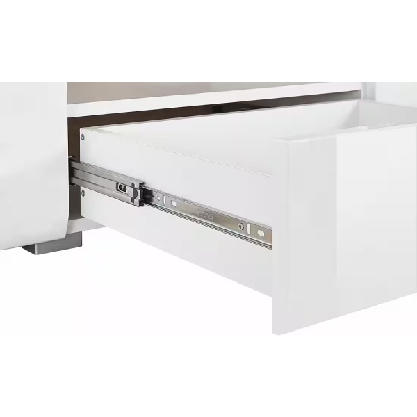 Set living format din 5 piese, fronturi lucioase, culoare alb cu stejar, 391 cm lungime - imagine 5
