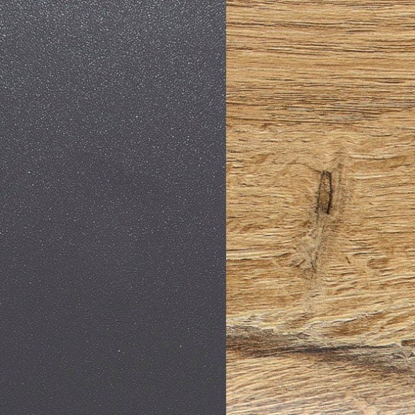 Comoda, 4 uși batante, 1 sertar, fronturi MDF, culoare gri antracit-stejar, 208 cm lungime - imagine 6