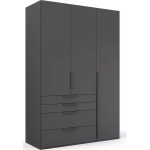 Dulap 151 cm lungime, 3 uși batante, 4 sertare, închidere soft close, culoare gri antracit, 223 cm înălțime - imagine 2