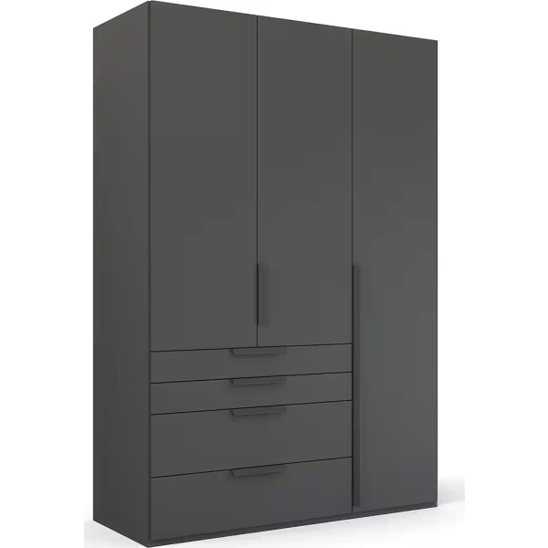 Dulap 151 cm lungime, 3 uși batante, 4 sertare, închidere soft close, culoare gri antracit, 223 cm înălțime - imagine 2