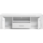 Comoda TV NAPOLI, fronturi MDF lucioase, culoare alb, 180 cm lungime - imagine 3
