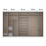 Dressing 360 cm lățime, culoare stejar, 3 uși glisante, oglindă pe mijloc, compartimentare premium, înălțime 229 cm - imagine 3