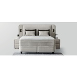 Boxspring ~TULUM~ cu lada de depozitare, structura metalica, saltea premium cu topper integrat, LED-uri - imagine 3