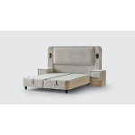 Boxspring ~TULUM~ cu lada de depozitare, structura metalica, saltea premium cu topper integrat, LED-uri - imagine 4