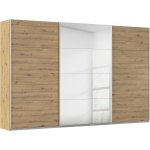 Dressing 360 cm lățime, culoare stejar, 3 uși glisante, oglindă pe mijloc, compartimentare premium, înălțime 229 cm - imagine 2