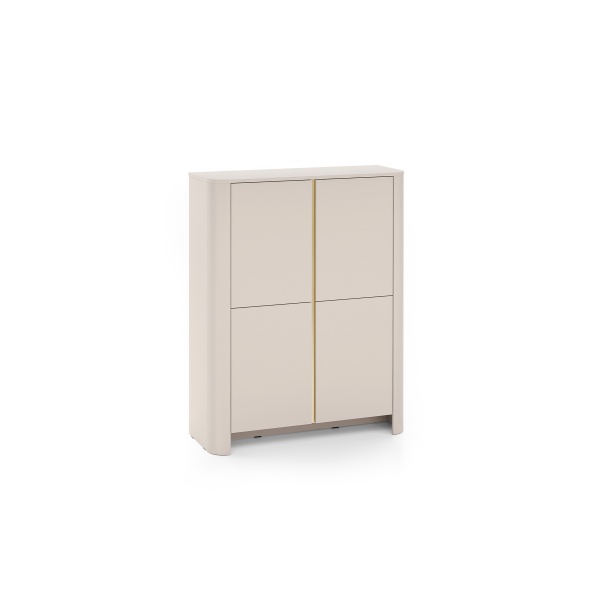 Comodă modernă ~OSHO~ 2 uși, culoare cashmere mat cu accente aurii, fronturi MDF, 103 cm lungime - imagine 3