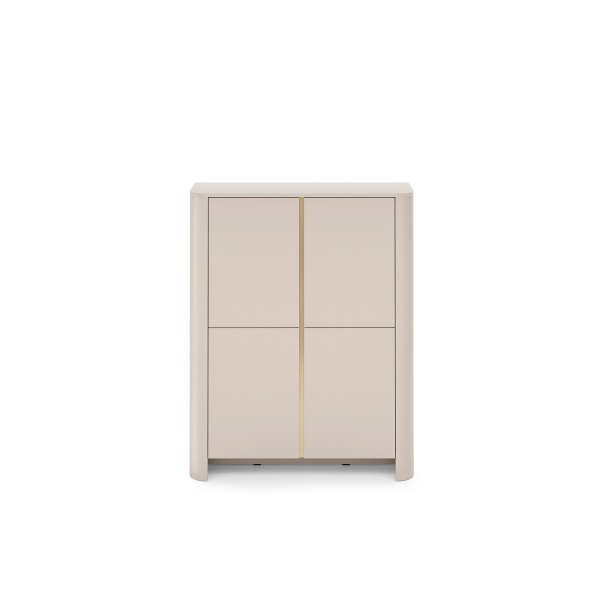 Comodă modernă ~OSHO~ 2 uși, culoare cashmere mat cu accente aurii, fronturi MDF, 103 cm lungime - imagine 2