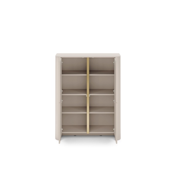 Comodă modernă ~OSHO~ 2 uși, culoare cashmere mat cu accente aurii, fronturi MDF, 103 cm lungime - imagine 4