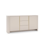 Comodă modernă ~OSHO~ 2 uși și 3 sertare, culoare cashmere mat cu accente aurii, fronturi MDF, 168 cm lungime - imagine 3