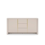 Comodă modernă ~OSHO~ 2 uși și 3 sertare, culoare cashmere mat cu accente aurii, fronturi MDF, 168 cm lungime - imagine 2