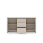 Comodă modernă ~OSHO~ 2 uși și 3 sertare, culoare cashmere mat cu accente aurii, fronturi MDF, 168 cm lungime - imagine 4