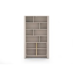 Bibliotecă modernă ~OSHO~ 2 uși, 8 rafturi deschise, culoare cashmere mat cu accente aurii, fronturi MDF, 103 cm lungime - imagine 4