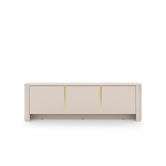 Comodă TV modernă ~OSHO~ 3 uși, culoare cashmere mat cu accente aurii, fronturi MDF, 168 cm lungime - imagine 2