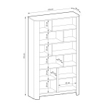 Bibliotecă modernă ~OSHO~ 2 uși, 8 rafturi deschise, culoare cashmere mat cu accente aurii, fronturi MDF, 103 cm lungime - imagine 5