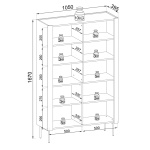 Bibliotecă modernă ~NORDIC~ , 2 uși, culoare cashmere combinat cu nuc, fronturi MDF, 105 cm lungime - imagine 5