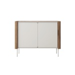 Comodă modernă ~NORDIC~ 2 uși, culoare cashmere combinat cu nuc, fronturi MDF, 105 cm lungime - imagine 2