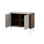 Comodă modernă ~NORDIC~ 2 uși, culoare cashmere combinat cu nuc, fronturi MDF, 105 cm lungime - imagine 4