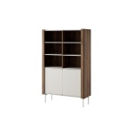 Bibliotecă modernă ~NORDIC~ , 2 uși, culoare cashmere combinat cu nuc, fronturi MDF, 105 cm lungime - imagine 3
