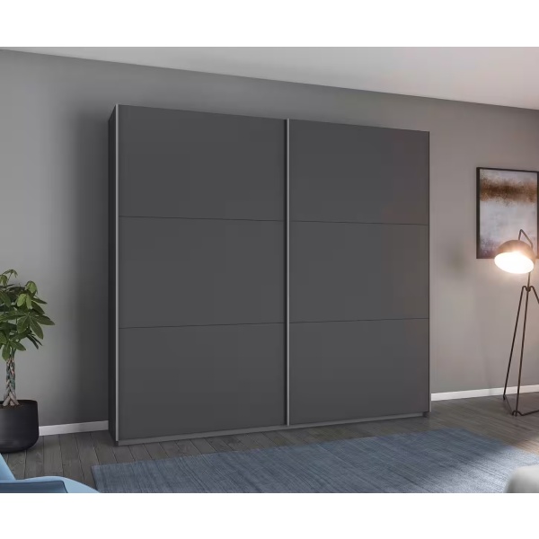 Dressing 218 cm lungime, 2 uși glisante, culoare gri antracit, 210 cm înălțime - imagine 1