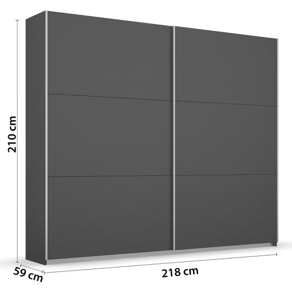 Dressing 218 cm lungime, 2 uși glisante, culoare gri antracit, 210 cm înălțime - imagine 6