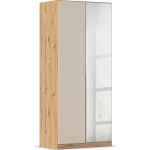 Dulap 91 cm lungime, 2 uși batante, oglindă, culoare crem, compartimentare, 210 cm înălțime - imagine 2