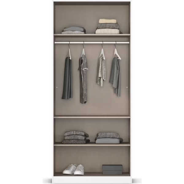 Dulap 91 cm lungime, 2 uși batante, oglindă, culoare crem, compartimentare, 210 cm înălțime - imagine 3