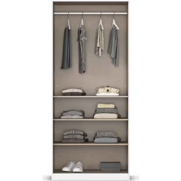 Dulap 91 cm lungime, 2 uși batante, oglindă, culoare crem, compartimentare, 210 cm înălțime - imagine 4
