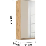 Dulap 91 cm lungime, 2 uși batante, oglindă, culoare crem, compartimentare, 210 cm înălțime - imagine 8