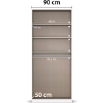 Dulap 91 cm lungime, 2 uși batante, oglindă, culoare crem, compartimentare, 210 cm înălțime - imagine 9