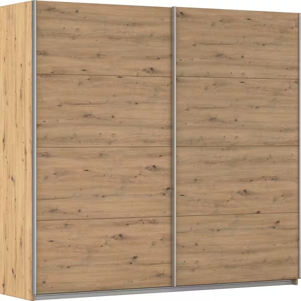 Dressing 226 cm lungime, 2 uși glisante, 2 cadrane oglindă, culoare stejar, 229 cm înălțime - imagine 2