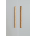 Dulap 226 cm lungime, 5 uși batante, 2 sertare, culoare gri mătase, mânere MDF stejar, 210 cm înălțime - imagine 4