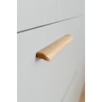 Dulap 226 cm lungime, 5 uși batante, 2 sertare, culoare gri mătase, mânere MDF stejar, 210 cm înălțime - imagine 6