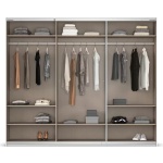 Dressing 271 cm lungime, 3 uși glisante, full oglindă, culoare albă, compartimentare premium, 229 cm înălțime - imagine 3