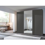 Dressing 271 cm lungime, 3 uși glisante, oglindă pe mijloc, culoare gri antracit, 236 cm înălțime