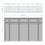 Dressing 360 cm lungime, 3 uși glisante, oglindă pe mijloc, fronturi alb lucios, compartimentare premium, 236 cm înălțime - imagine 8