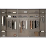 Dressing 360 cm lungime, 3 uși glisante, oglindă pe mijloc, fronturi alb lucios, compartimentare premium, 236 cm înălțime - imagine 3